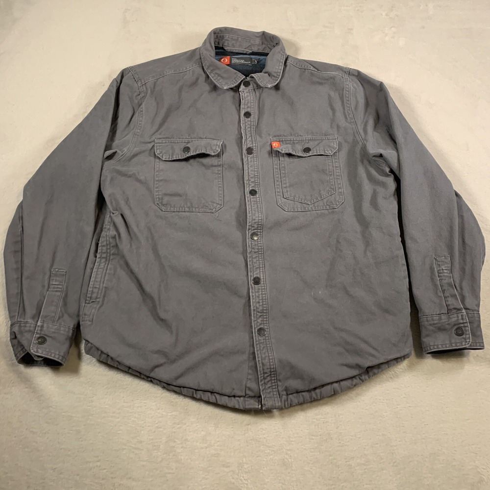 The American Outdoorsman Jacket Mens Large Gray Flannel Lined Work Wear Outdoors